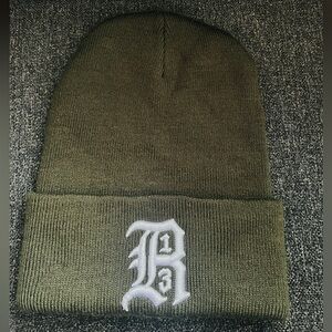 R13 Olive Green Beanie with Embroidered Logo